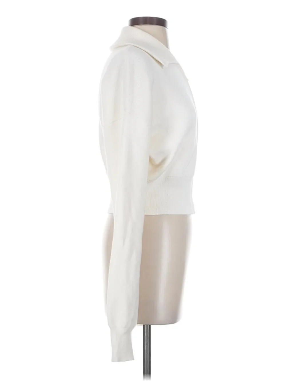 ALO Yoga Scholar Knit Cropped Full Zip Jacket - Size Small - Ivory - Like New